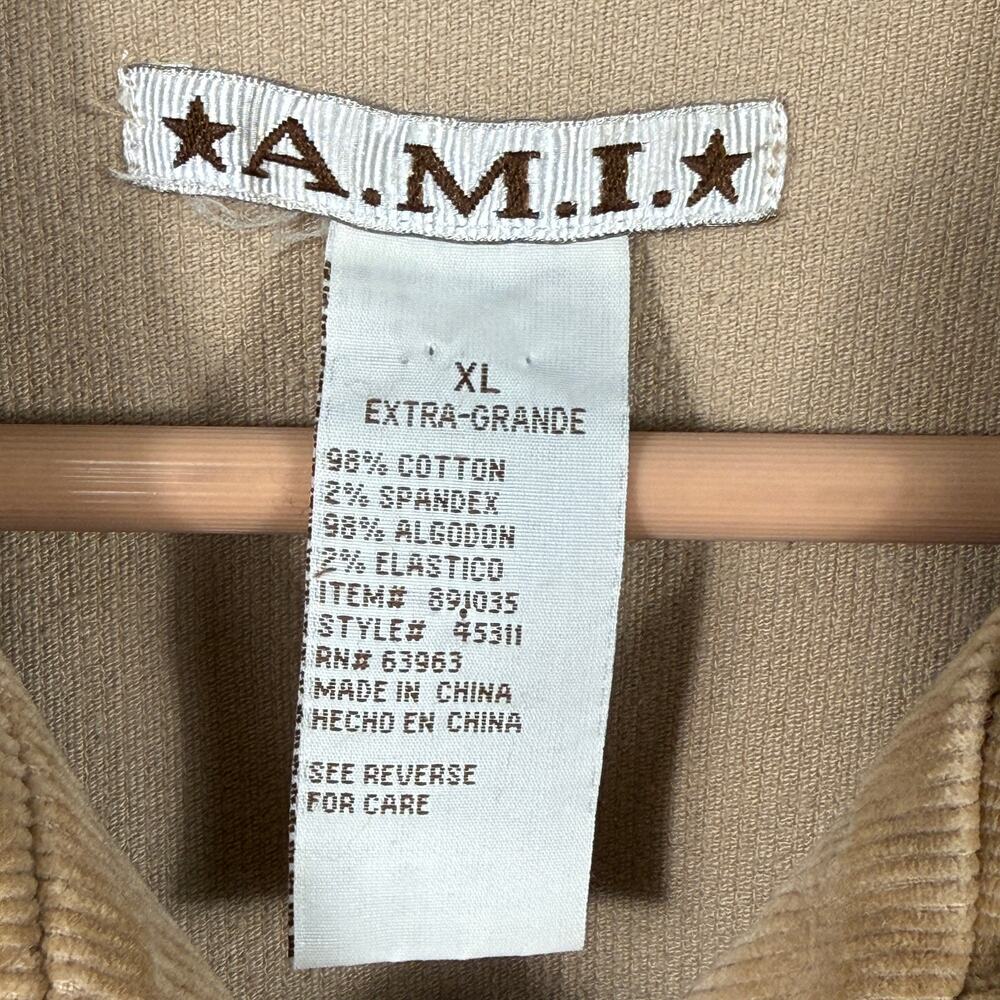 A.M.I. Women Tan corduroy lightweight stretch jacket Sz XL snap jacket - Picture 3 of 12